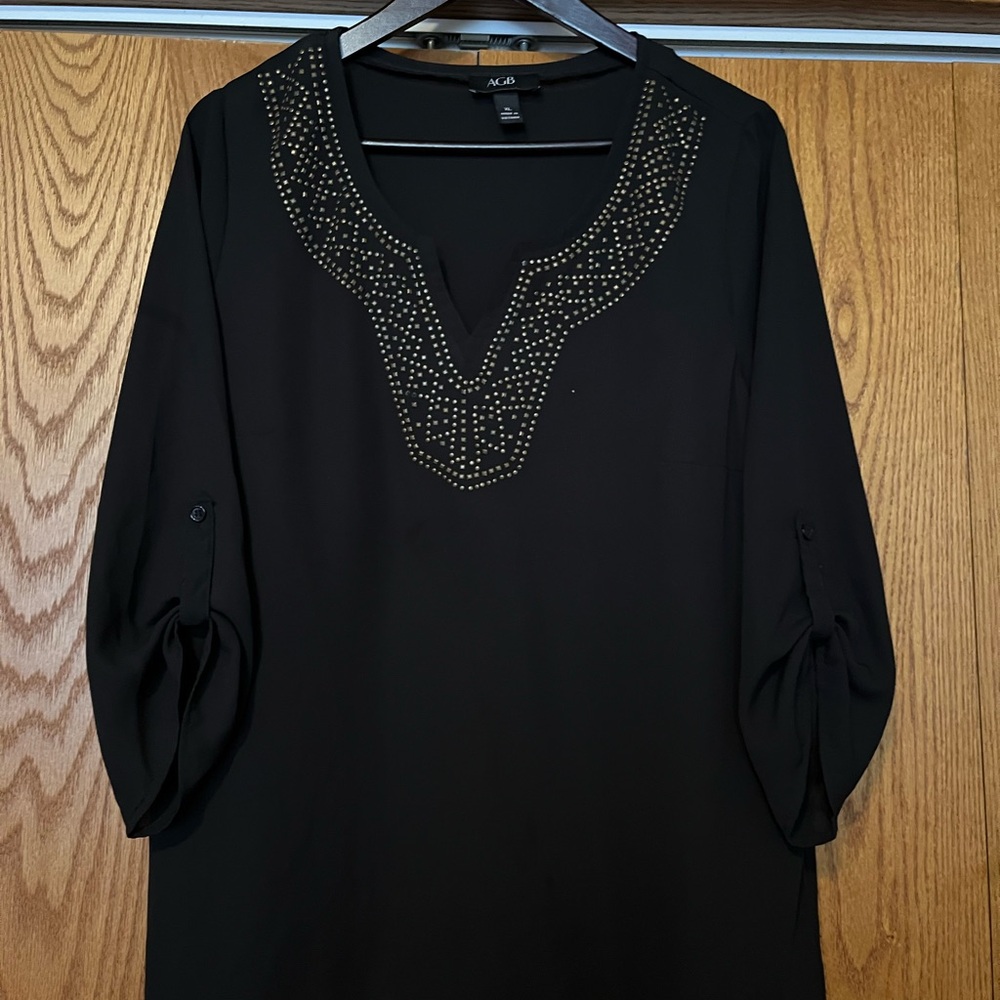 Black Tunic with Gold Studded Design